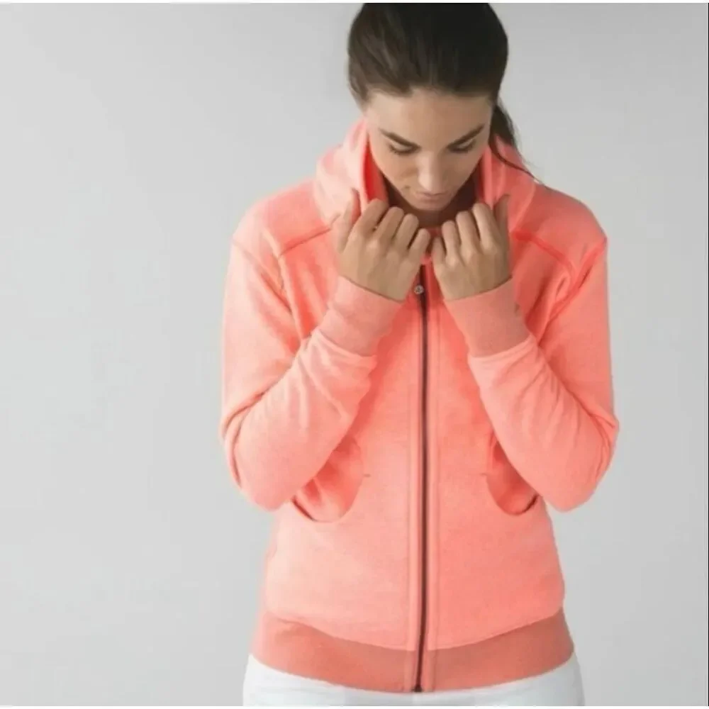 LULULEMON | bright coral scuba hoodie size 8